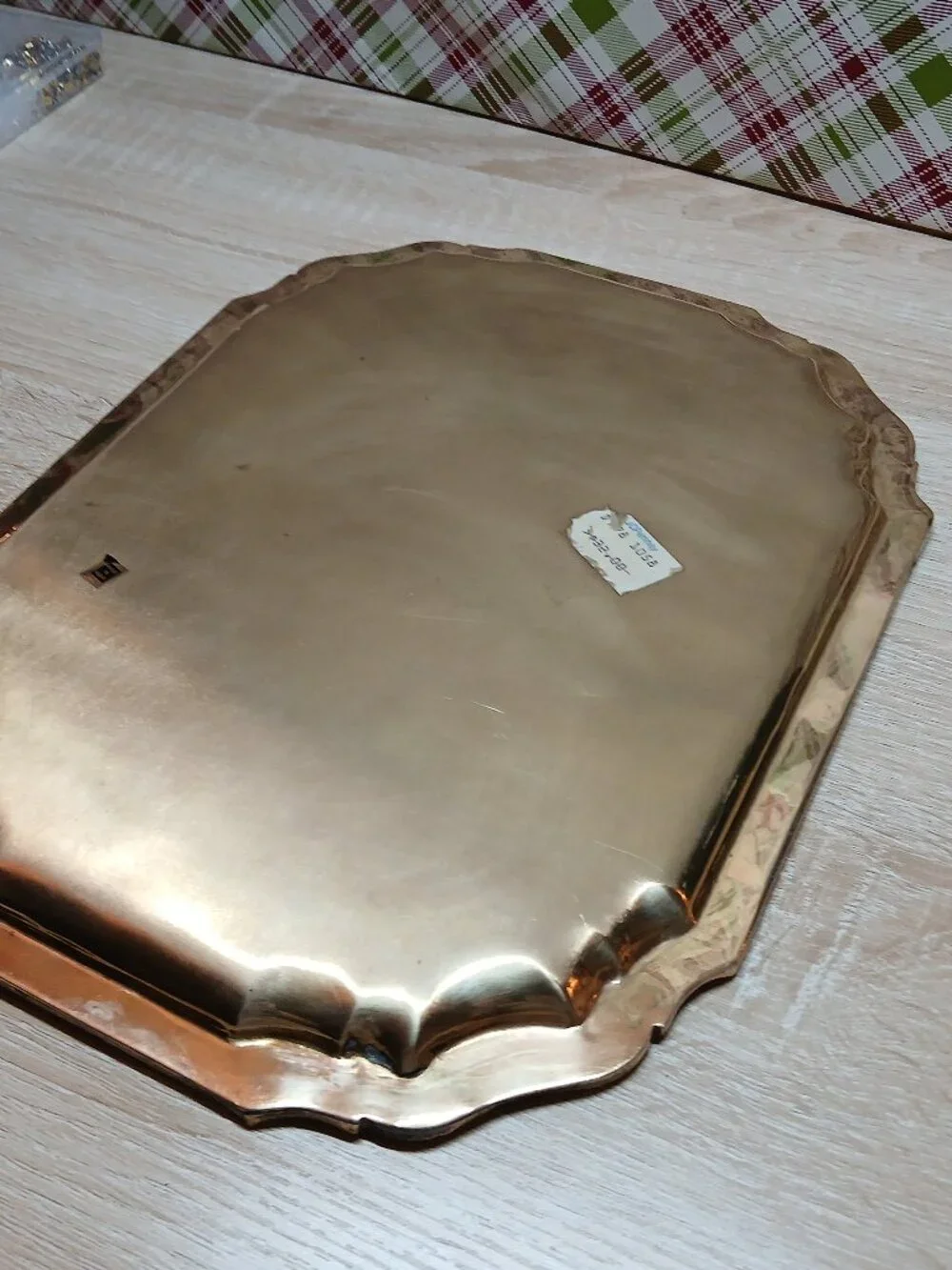 JCPENNEY BRASSWARE BRASS ORNATE EDGE METAL PLATTER TRAY MADE IN INDIA
